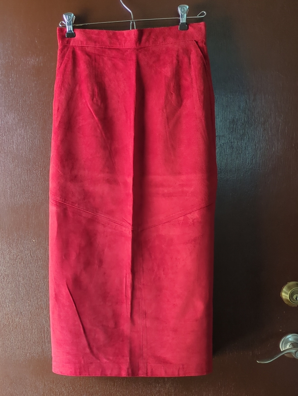 Evan Davies Red Suede Pencil Skirt - Women's Classic Fit Size 8
